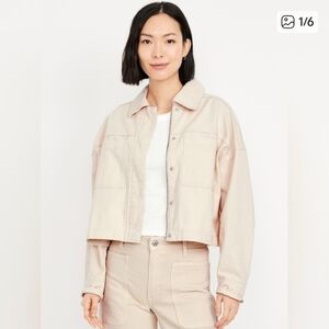 Old Navy | NWT Canvas Crop Utility Jacket Natural White XL